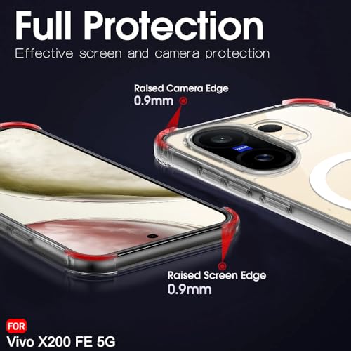 Image of TheGiftKart Shockproof Ultra-Hybrid Back Cover Case for Vivo X200 FE 5G Compatible with MagSafe | 360 Protection | Crystal Clear Hard Back Cover Case for Vivo X200 FE (PC & TPU, Transparent Bumper)