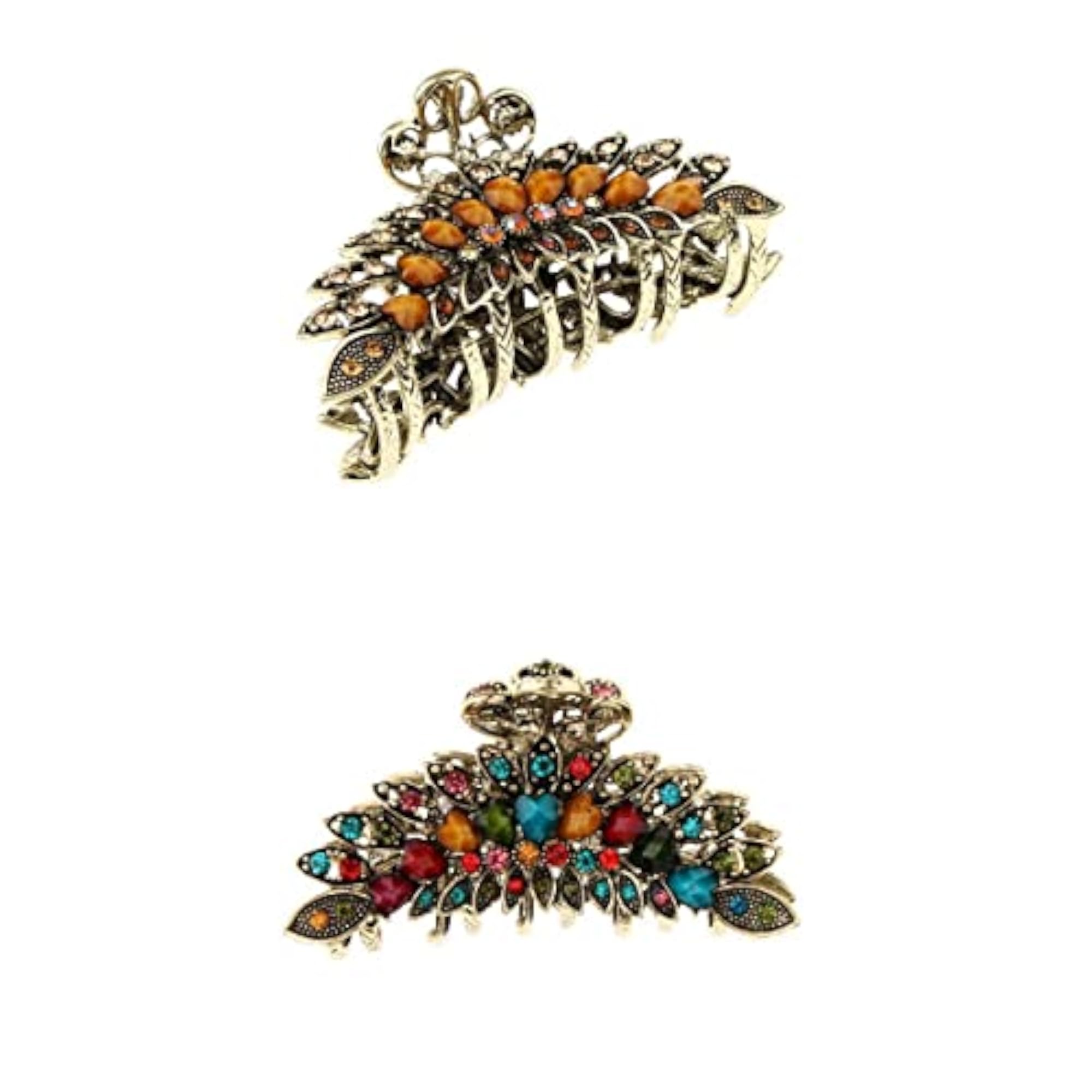 Women's 2pc Large Rhinestone Hair Claw Jaw Clips Set