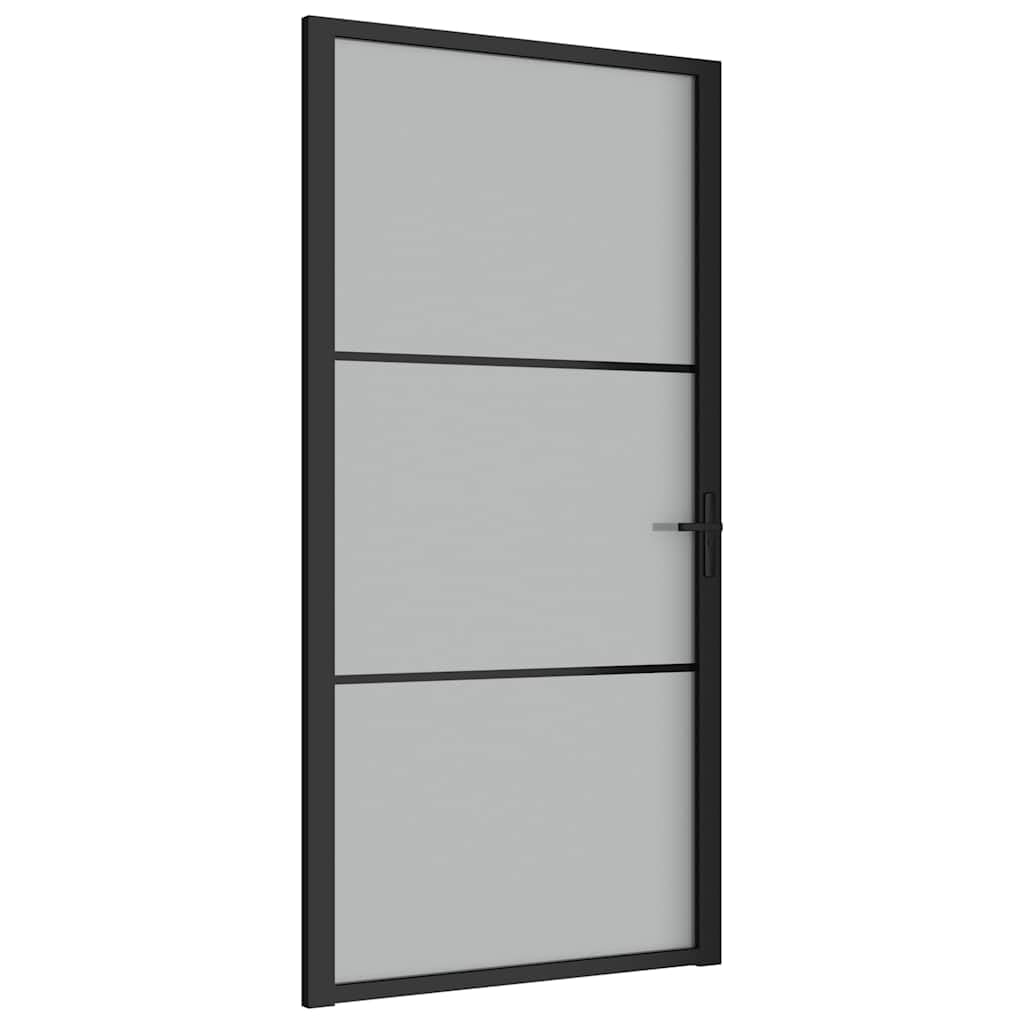 vidaXL Porte Intérieure Porte Vitrée Porte à Panneaux Chambre à Coucher Salle de Bain Maison 102,5x201,5 cm Noir Verre Mat et Aluminium