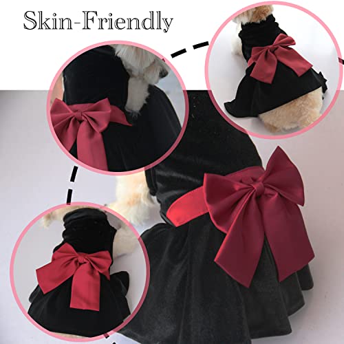 Dog Dress With Bowknot, Fashional All Weather Puppy Clothes Wedding Holiday Princess Pet Dresses For Small Dogs Cats Girl (Large, Black) #TOP2