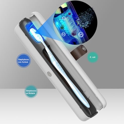 Image of StarWin Portable UV Toothbrush Sanitizer Travel Case With Auto Cycle Sterilization Function - Rechargeable Cleaner Holder for Manual and Most Electric Brush Heads