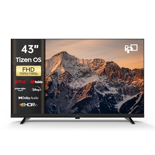 FPD Smart TV 43 Inch, 1080p FHD Television Powered by Tizen OS Compatible with Samsung TV Plus, Dolby Audio, HDR 10, SmartThings, Miracast, Gaming Hub, Voice Control Flat Screen TV (AT43-P1, 2025)