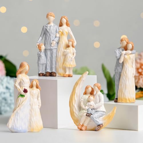 Figura artesanal Madre y Hija en resina decorativa miniatura 6