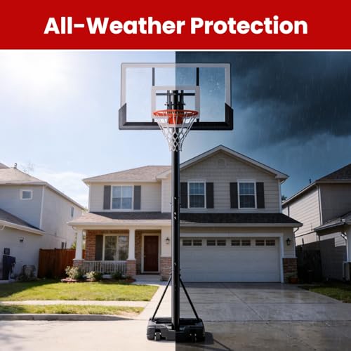 Image of Feelwin Basketball Hoop for Kids Youth Adults, Portable Adjustable Height Basketball Goal with Wheels for Outdoor Use,Backyard & Driveway