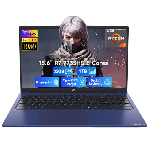 NIMO 15.6" AI Light Gaming Laptop 2026| AMD Ryzen 7 7735HS 32GB RAM 1TB SSD