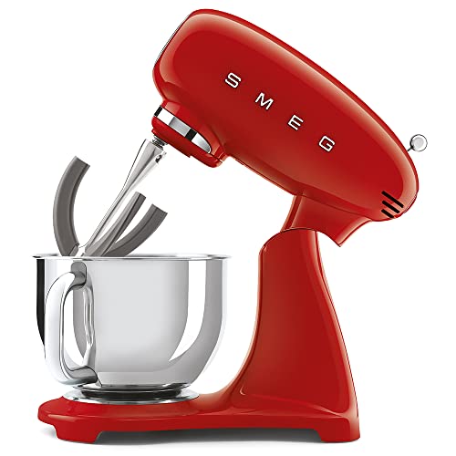 Smeg SMF03RDUK Full Colour Stand Mixer, Retro 50's Style with 4.8L Stainless Steel Bowl, Safety Lock, 10 Variable Speeds, 800W, Red - Image 4