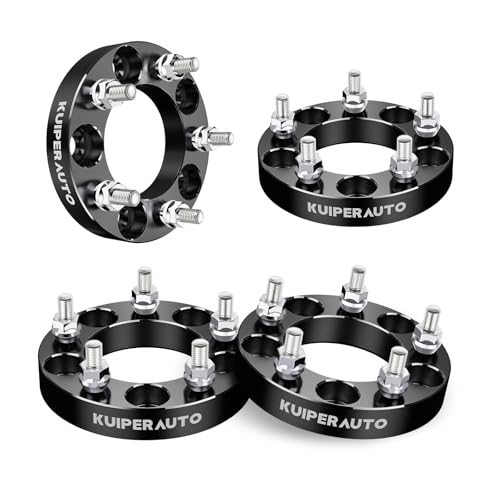 KUIPERAUTO 5x4.5 Wheel Spacers, 1 inch 5X114.3mm Forged Wheel Adapters Compatible for 1987-2006 Jeep Wrangler, Compatible for 1994-2014 Ford Mustang, 1/2"-20 Studs 82.5mm Center Bore 4PCS Black by KUIPERAUTO - Used condition - US$57.40