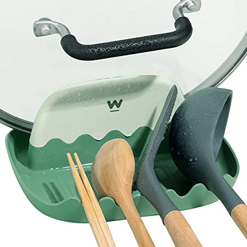 dingdongji Kochutensilien Ablage,Topfdeckelhalter Löffelablage Ständer,Löffelablage,Küchenutensilablage aus Edelstahl, für Löffel, Essstäbchen, Pfannenwender und Topfdeckel Cover