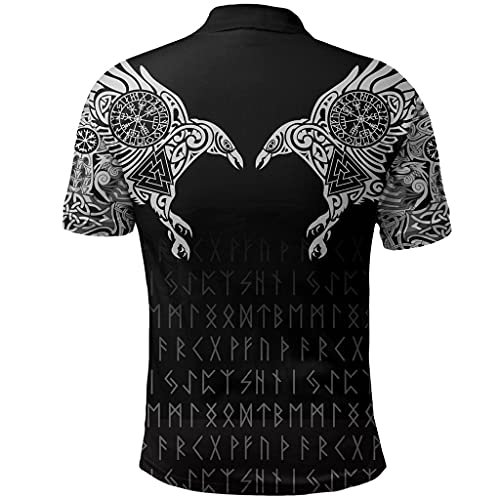 Odin Raven Streetwear Set, Norse Viking Mythology Tattoo Graphic,Polo Shirts,XXL2