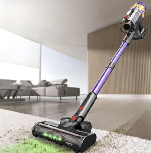 Genérico Aspiradora Escoba Inalámbrica 550W y 50kPa de Succión, Aspiradora sin Cable con Pantalla Táctil, Autonomía de 50 Min, Cepillo Turbo para Mascotas y Filtro HEPA, Especial Alfombras y Suelos