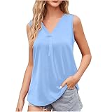 Womens Tops Summer Casual, Large Shirts for Men Satin V-Neck Vest Chiffon Shirt Loose Top Short Slee