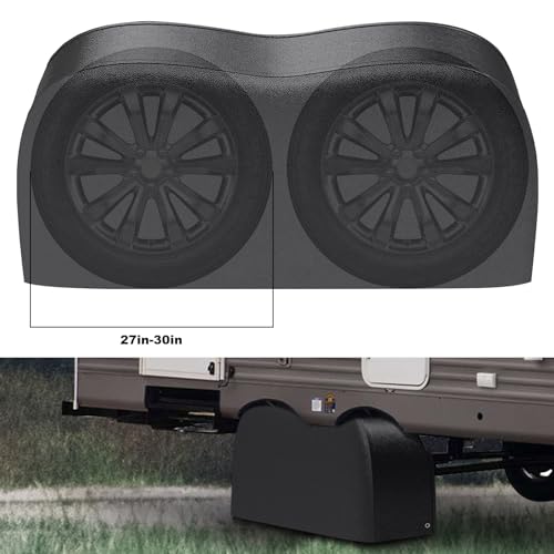 Image of UOIENRT Waterproof RV Tire Covers 2 Pack, Dual Axle Wheel Cover for 27 inch-30 inch Diameter Tires, Anti-UV Dual Tire Covers for Truck Trailer