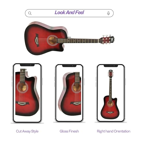 Image of BLUEBERRY 38C, Acoustic Guitar Kit with Bag, Strap, One Pack Strings And Picks - 38 Inch (Redburst)