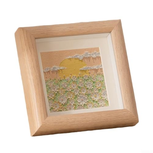 Cornice cava per opere d'arte per bambini, adatta a foto da 15 x 15 cm, design da tavolo per esporre creazioni personali (rovere bianco)