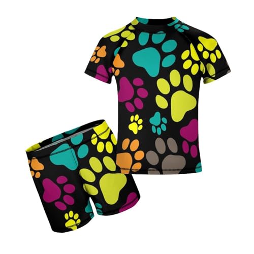 Paw Cat's Or Dog's FootprintChildren's Swimsuits Boys Two Piece Suit8-10Y（130cm）