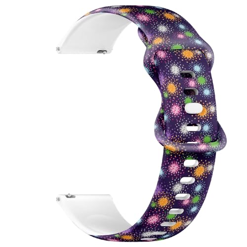 Compatible with Garmin Fenix 7/7 Pro, Fenix 6/6 Pro, Fenix 5/5 Plus, Epix (Gen2) / Epix Pro (Gen2), 22mm Sport Watch Band (Vivid Firecracker Wallpaper Vect) Silicone Soft Strap Bracelet