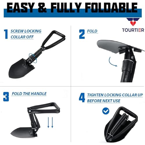 Image of Outdoor Camping Shovel, Three-Folding Tool for Camping, Hiking, Backpacking, Gardening, Beach (Shovels-B)
