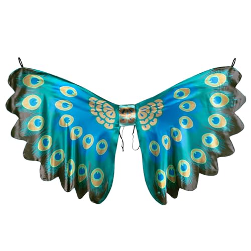 Boland 52876 Ailes de paon, taille 155 x 115 cm, bleu-turquoise/or, motif plumes, costume, carnaval, fête à thème