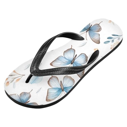 Blue Brown Butterfly Beach Summer Casual Flip Flop Sandals Non-Slip Quick Dry for Women Men 214B2599