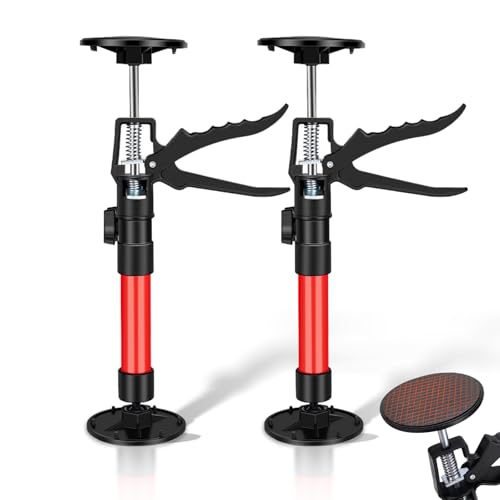 2Pack Cabinet Jacks for Installing Cabinets, Adjustable Support Pole 12' to 24' Premium Steel Support Rod, Third Hand Tool for Installation for Drywall Jack& Cargo Bars, 132 LB Capacity