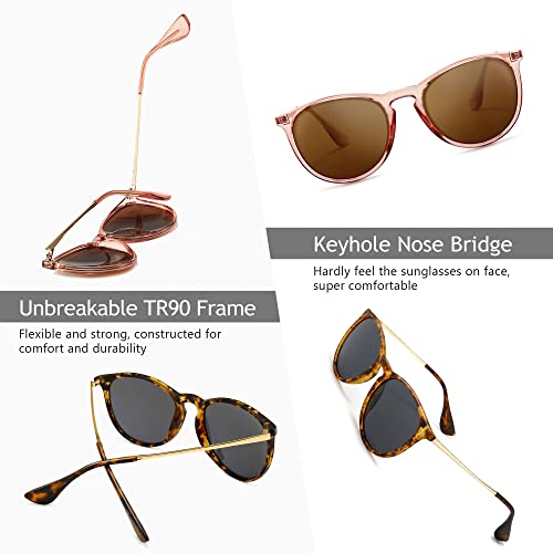Image of SUNGAIT Vintage Round Sunglasses for Women Classic Retro Designer Style