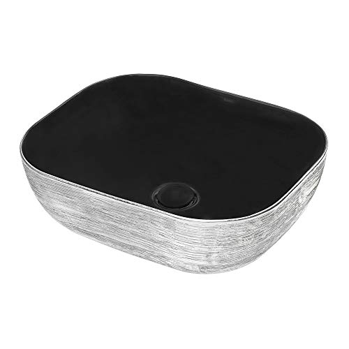 Ruvati 20 X 16 Inch Bathroom Vessel Sink Silver Decorative Art Above Vanity Counter Black Ceramic - Rvb2016Bs #TOP8