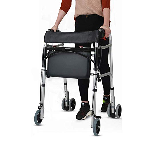車椅子歩行器、高齢者リハビリテーション歩行器 4輪 シートとハンドブレーキ付き 高さ調節可能 滑り止め歩行スティック 病院用 Beauty Comes