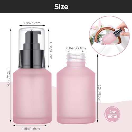 Image of Segbeauty 2oz Frosted Glass Lotion Bottle Empty, 3pcs Travel Lotion Container, 60ml Refillable Glass Travel Bottles for Toiletries, Hair Oil Bottles, Mini Size Skincare Cream Pump Bottle Mixed Color