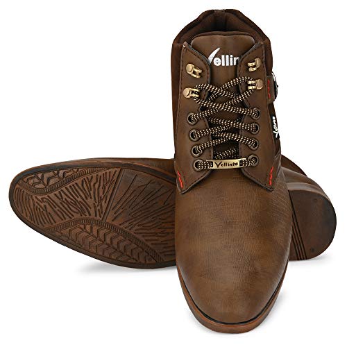 Image of Vellinto Mens Plyutherene Leather Sporty Casual with Strong Grip Boots Shoes for Man
