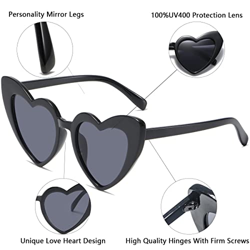 Heart Shaped Sunglasses for Women,Vintage Cat Eye Mod Style Retro Glasses UV4008805-purple3