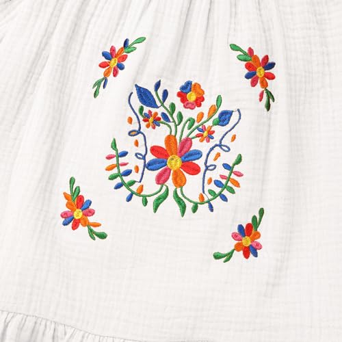 Toddler Baby Girl Mexican Dress Long Sleeve Floral Embroidery Dress Cinco de Mayo Fiesta Birthday Party Dresses4