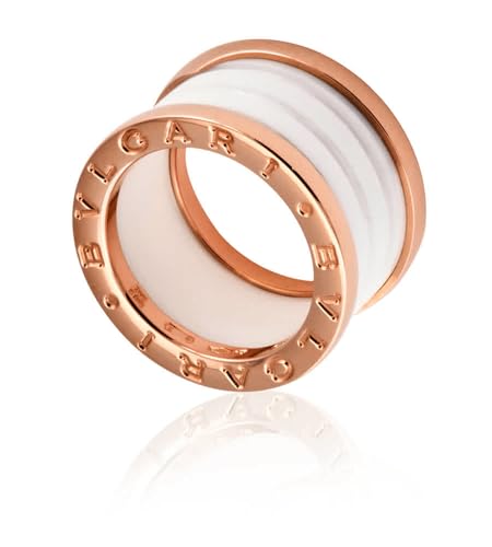 BVLGARI B.Zero1 4-Band 18 kt Rose Gold and White Ceramic Ring, Brand Size 52 (US Size 6.25)