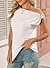 Dokotoo Off The Shoulder Tops for Women Short Sleeve Trendy T Shirts Going Out Tops Sexy Elastic Band Metal Button Asymmetrical Cute Blouses 2026 Women's Clothing White