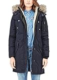 gefütterte Kapuze mit abknöpfbarem Fake Fur-Besatz; Stehkragen, Metallfrontzipper und Knopfblende mit Knöpfen in Horn-Optik
