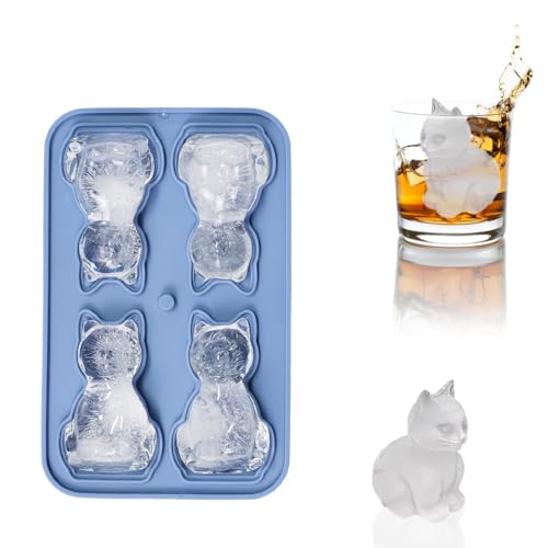 Molde de silicona para cubitos con forma de gato 3D