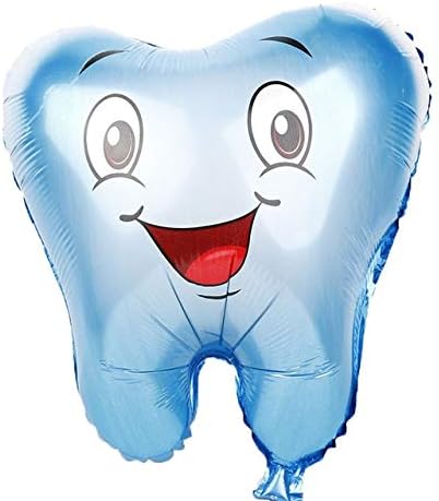 Large Tooth Foil Balloons 2pcs Blue Pink Inflatable Globos for Dentistry Clinic Home Decorations Birthday Party Supplies Ballon - (Color: Blue)