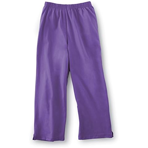Collections Etc Women's Capri Pants with Easy Elastic Waist, Purple - Purple Cover