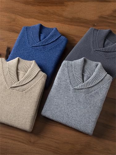 Men Cashmere Sweater Lapel Casual Pullover Autumn Winter Thick Long Sleeve Cashmere Knitwear Tops2