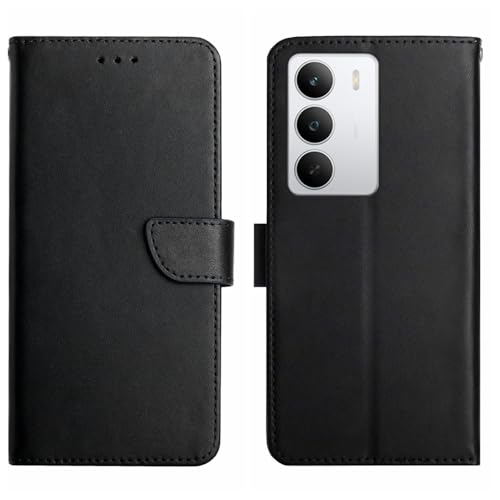 Coque Realme C75 5G SHIEID en cuir véritable noir avec support