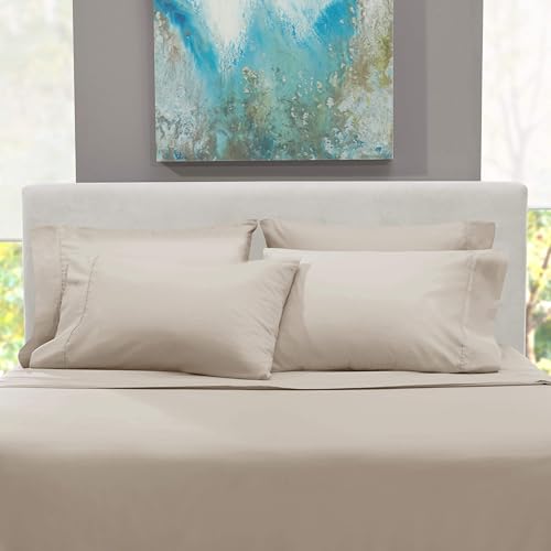 Image of Hearth & Harbor Bed Sheets, Luxury Soft 6 Piece Bed Sheet Set Extra Deep Pocket Fitted Sheets Fits Mattress up to 21 inch, Double Brushed Bedding Sheets & Pillowcases, Twin XL, Natrual Linen