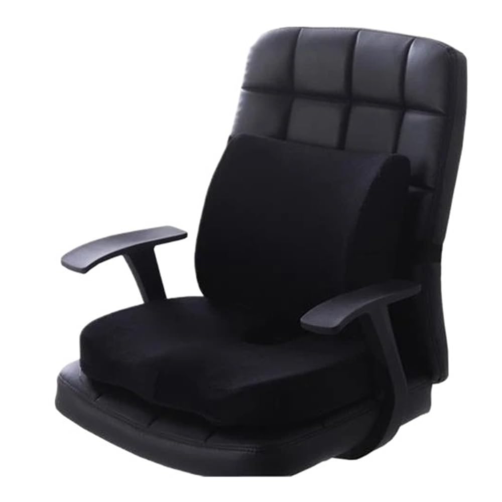 DAIXIMO Memory Foam Car Heightening Cushion And Backrest Set Universal For Dining Chairs And Office Chairs(Rb black2)