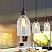 WINSOON Mini Pendant Lights, Single Hanging Ceiling Light Fixture Clear Glass for Kitchen Island, Adjustable UL Listed 59 Inch Cord, E26/E27 Base(40W max.), Vintage Oval Shape, Black,3 Pac