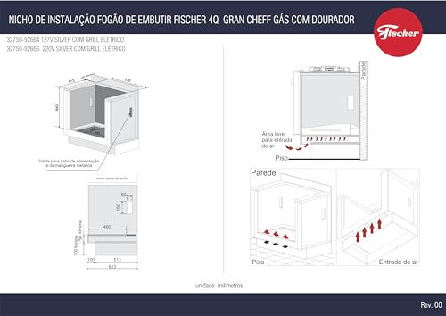 FOGÃO DE PISO EMBUTIR À GÁS 4Q GRAN CHEFF SILVER 220V – 32750-92666