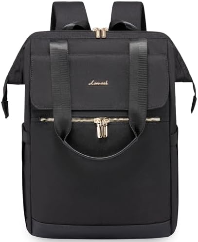LOVEVOOK Damen-Rucksack Wasserdicht, Reiserucksack Laptoprucksack 17,3 Zoll, Schwarz, Elegant Daypacks Backpack Travel