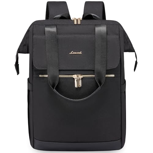 LOVEVOOK Plecak damski, laptop, torba szkolna, wodoodporny, czarny, 15.6", Casual