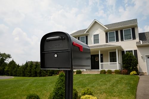 Image of Architectural Mailboxes 6300B-10 Oasis 360 Locking Parcel Mailbox, Extra Large, Black, 6300B-10 | Galvanized steel build with a secure steel cam lock, dual access doors, and hopper delivery door. USPS approved.