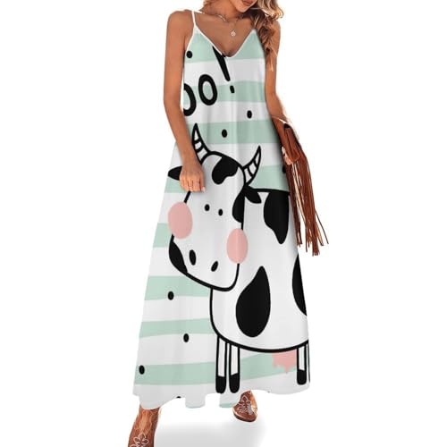 Robe longue vache mignonne imprimé original et coupe fluide