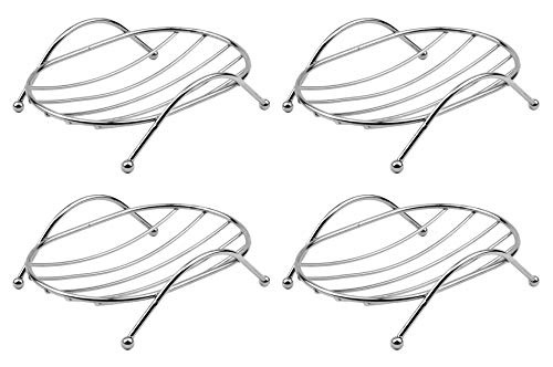 Ofxdd Soap Metal Tray Chrome - Pack Of 4 - Wire Stainless Steel Soap Holder For Shower - Bathtub Dish For Soap #TOP25