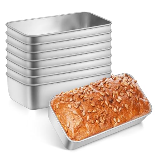 Leonyo 8 Pack Loaf Pans for Baking Bread, 9IN x 5IN Stainless Steel Loaf Bread Pans Set for Homemade Meatloaf, Bananas, Brownies, Lasagnas, Dishwasher Oven Safe