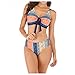 TDEOK Damen Retro-Print Schnürbadeanzug geteilter Zweiteiliger Badeanzug Damen sexy Farbverlauf Split Bikini